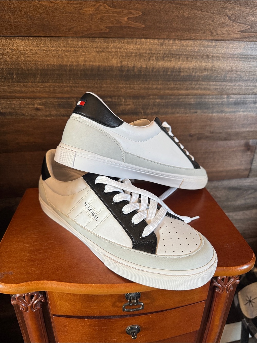 Tommy Hilfiger White and Black Low-Top Women's Sneakers